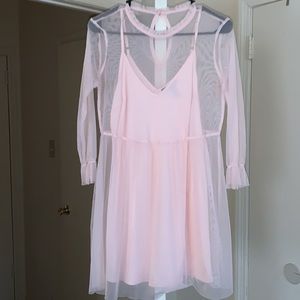 Sheer dress with slip